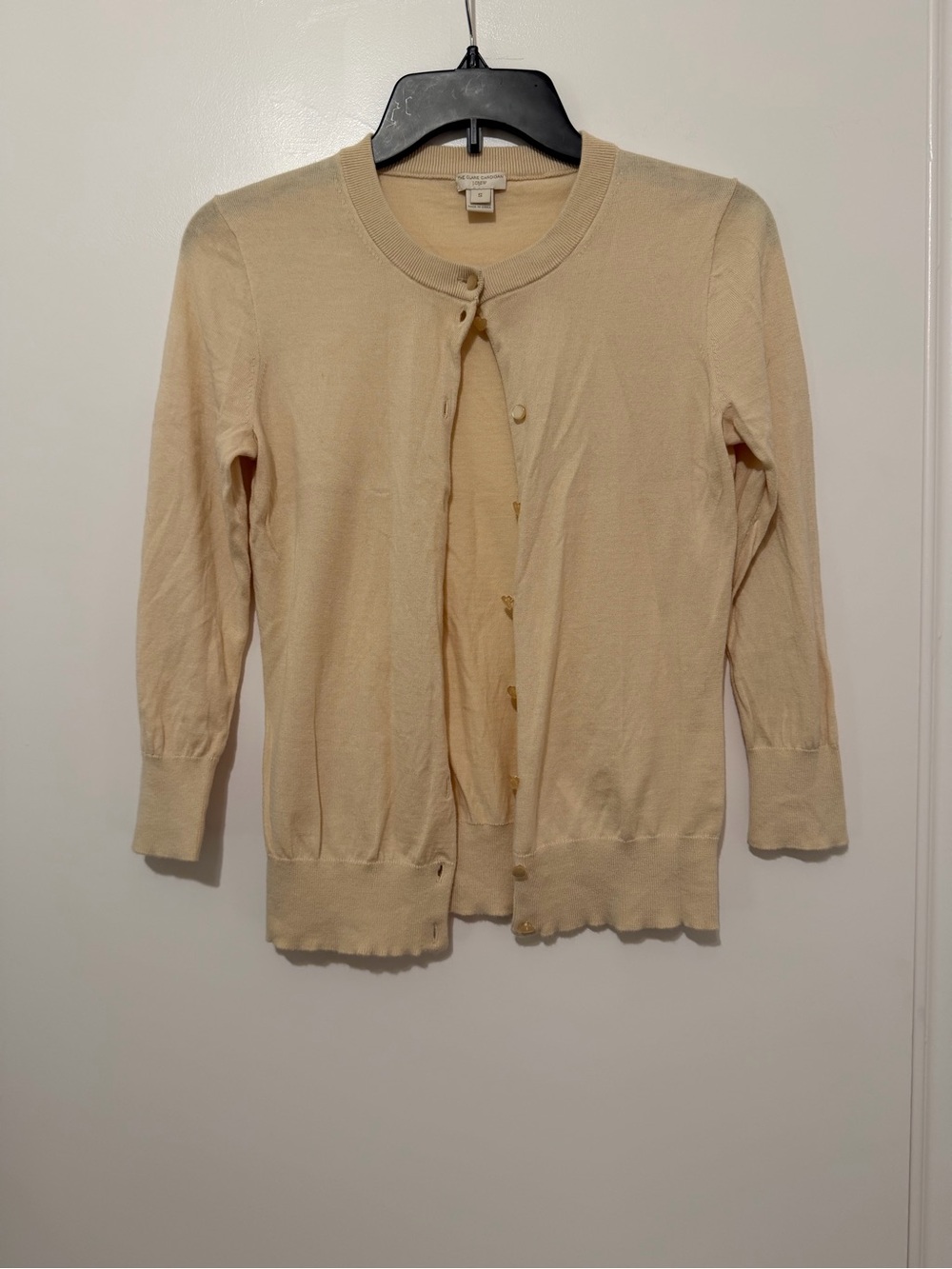 J. Crew Cream Beige Clare Cardigan — Crewneck Button-Down Sweater